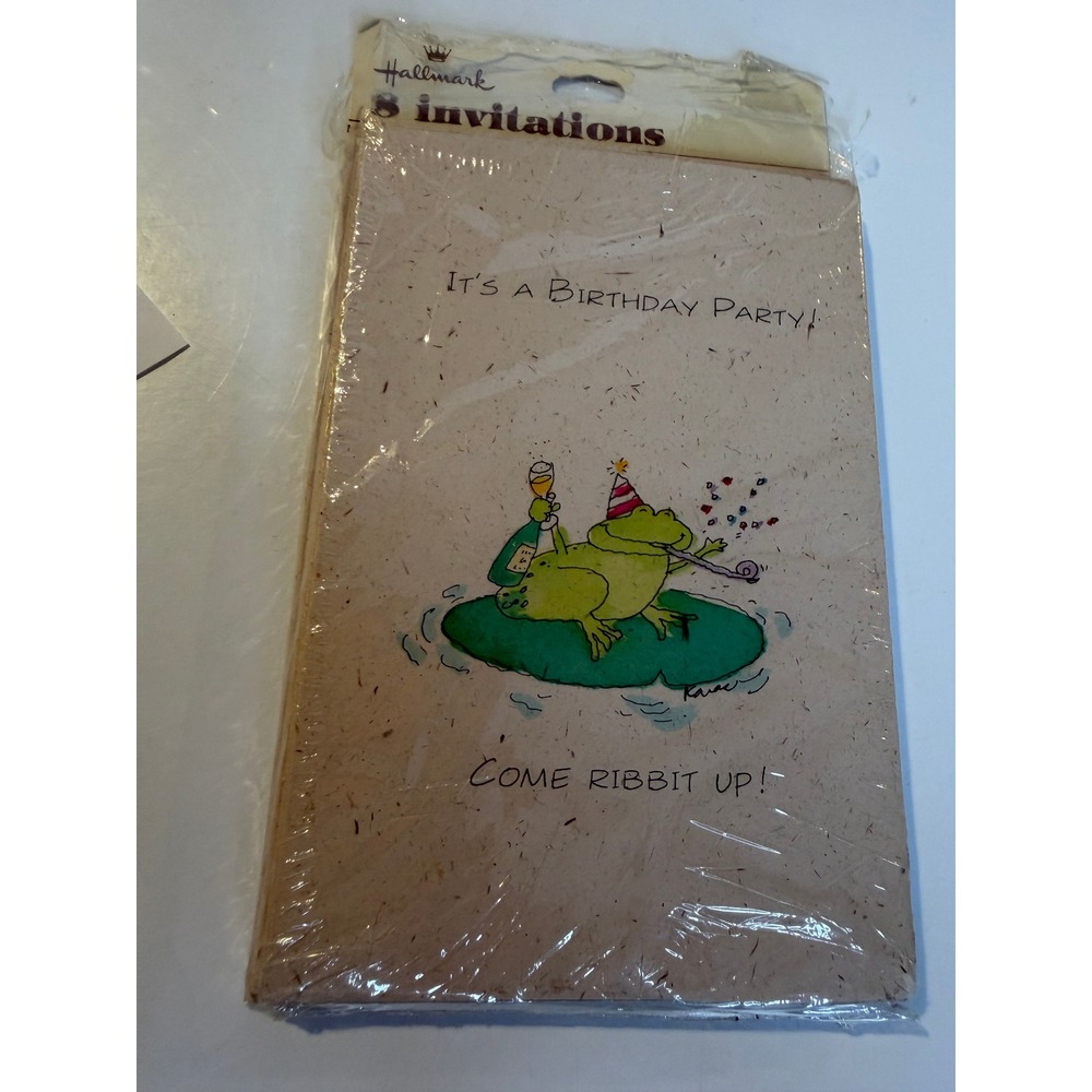 NOS Vintage Hallmark Invitations Birthday Party Frog Come Ribbit Up Sealed 1980s